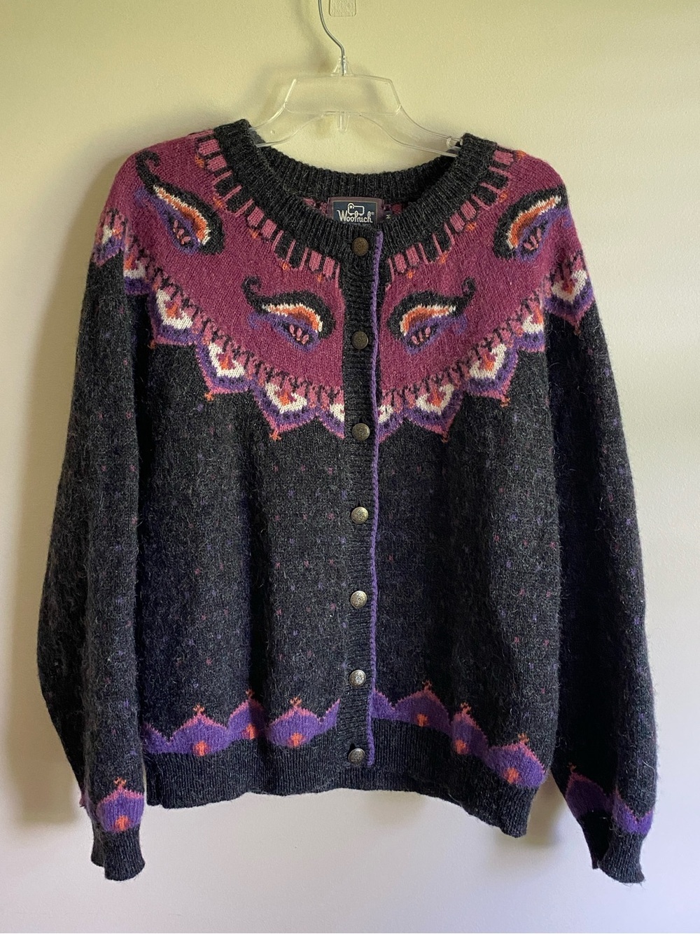 Vintage-Inspired Woolrich Mohair Wool Cardigan Sweater